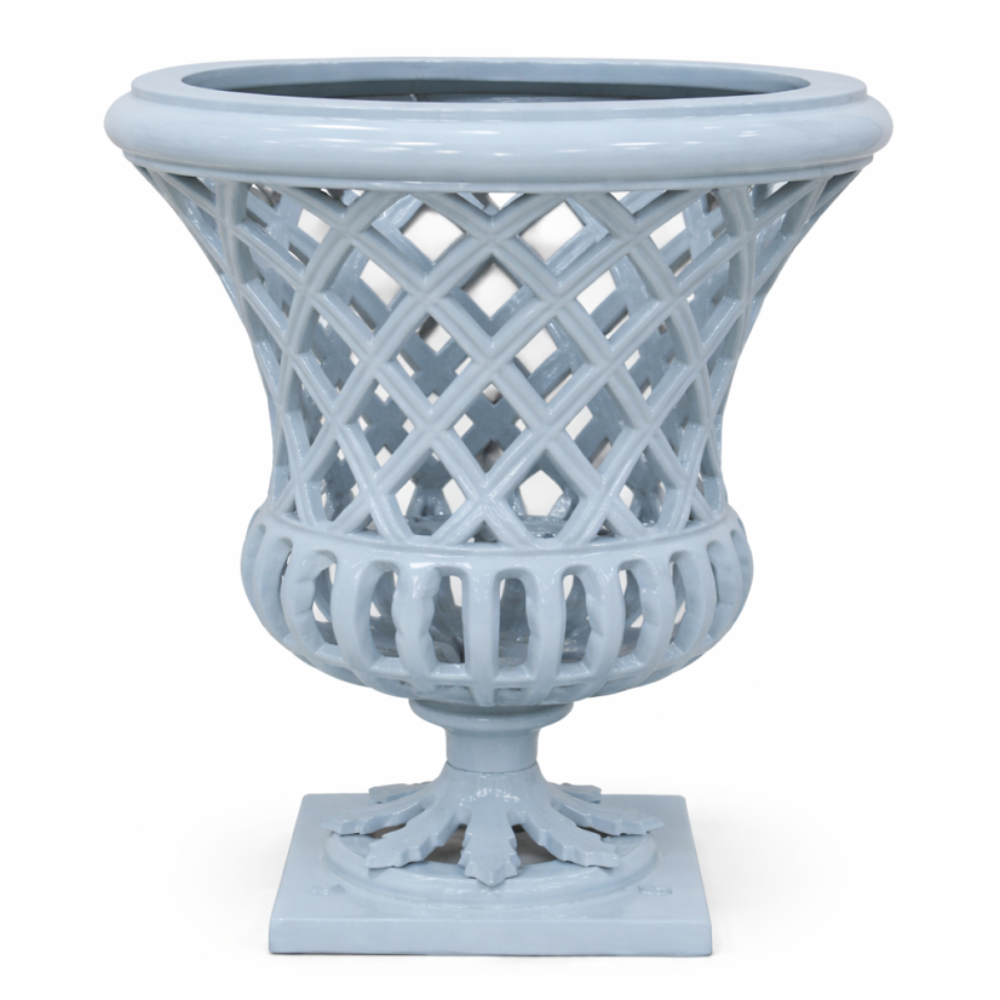 16" Soft Blue Lattice Urn