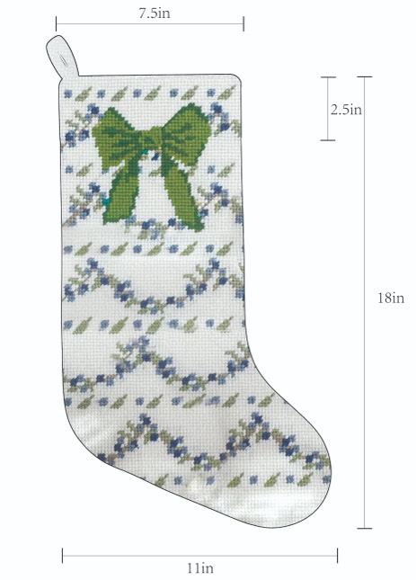 The Festive Green Bow Needlepoint Stocking (2 Sizes)