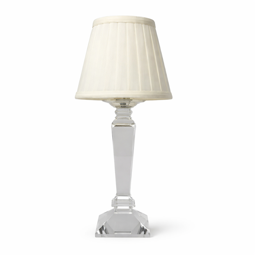 Square Crystal Rechargeable Lamp with Ivory Shade