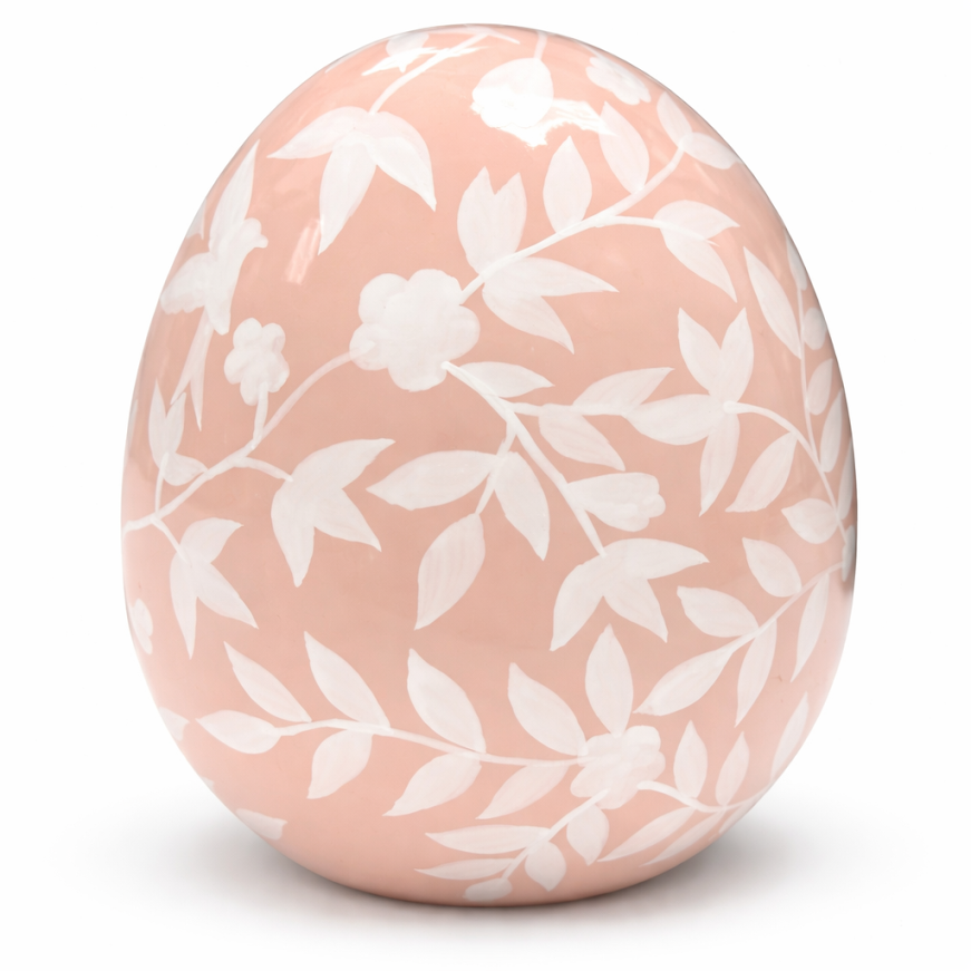 Coral Pink Bird & Vine Egg