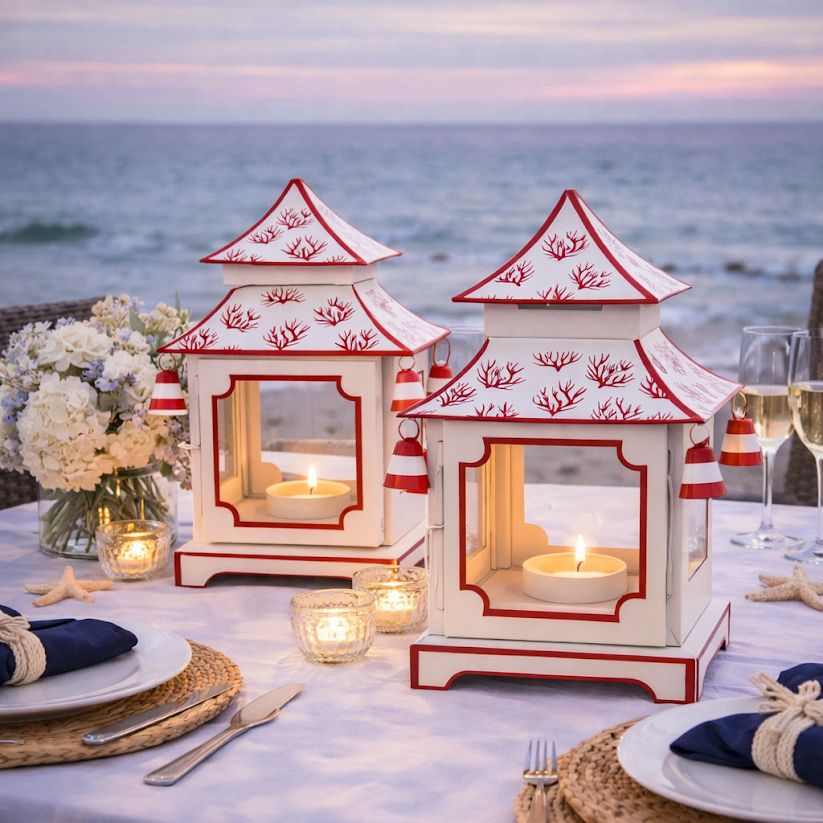 White & Red Coral Pagoda (4 Sizes)