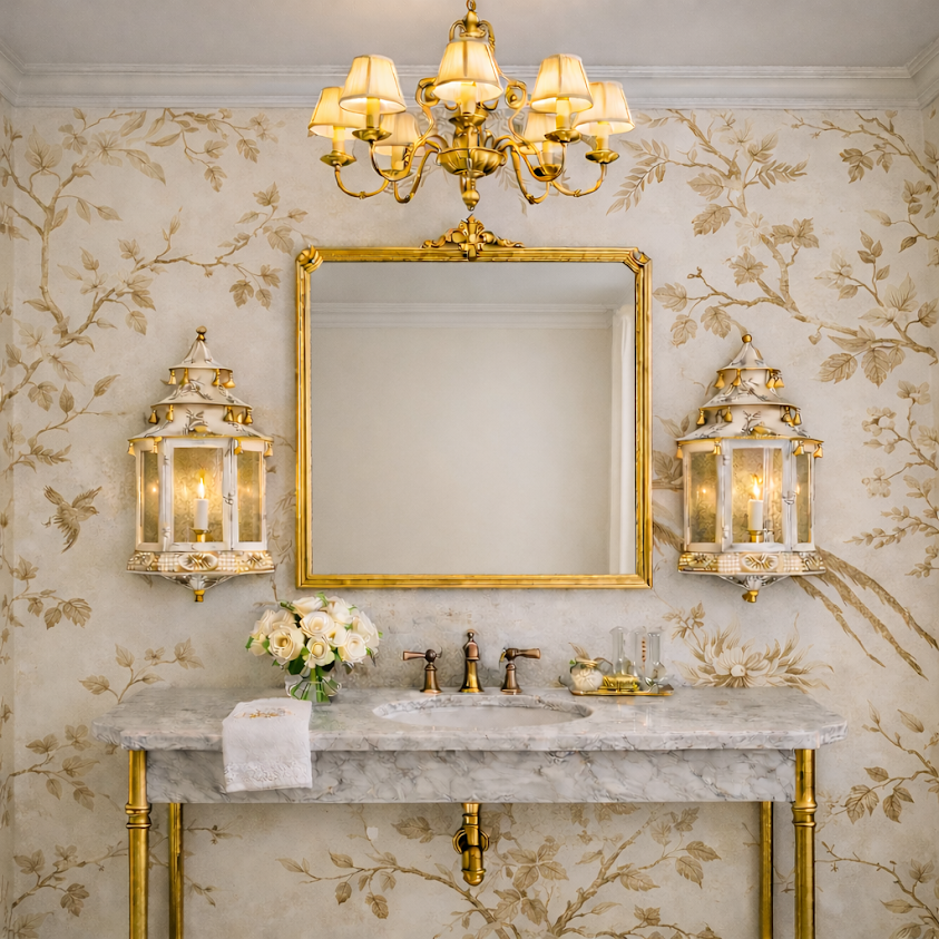 Ivory & Gold Pagoda Sconce