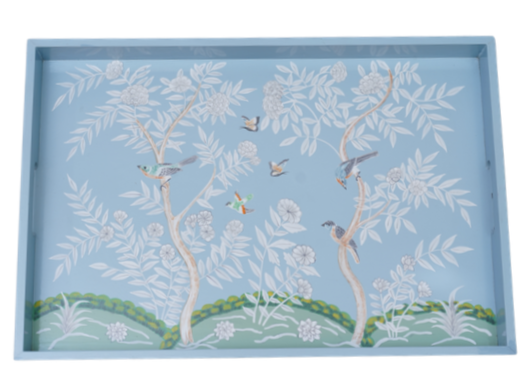 PRESALE Blue & Multi Color Chinoiserie Wood Breakfast Tray