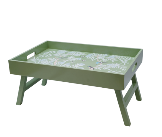 Green & MULTI COLOR CHINOISERIE WOOD BREAKFAST TRAY