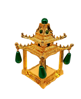 Gold & Green Pagoda Set of 4 Napkin Rings