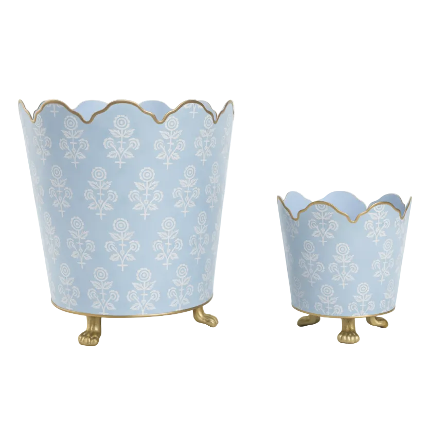 Blue FLORAL SCALLOPED PLANTER (2 Sizes)