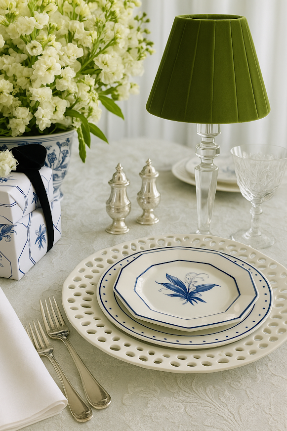 Tall Crystal Rechargeable Lamp with Velvet Pleated Shade