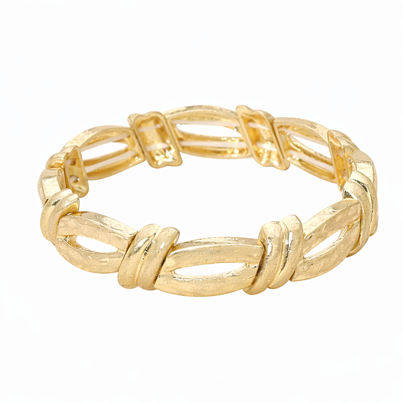 Stretch Brushed Gold Chain Link Bracelet