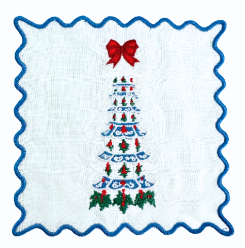 PAGODA WITH BLUE TRIM COCKTAIL NAPKIN