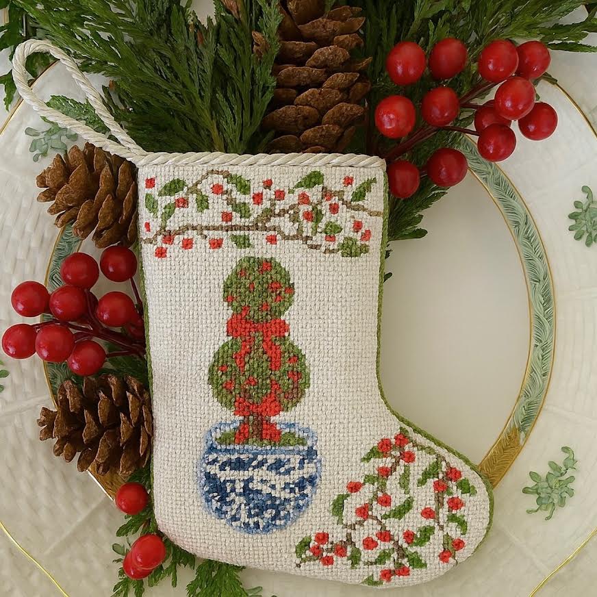 The Holiday Topiary Needlepoint Stocking (2 Sizes)