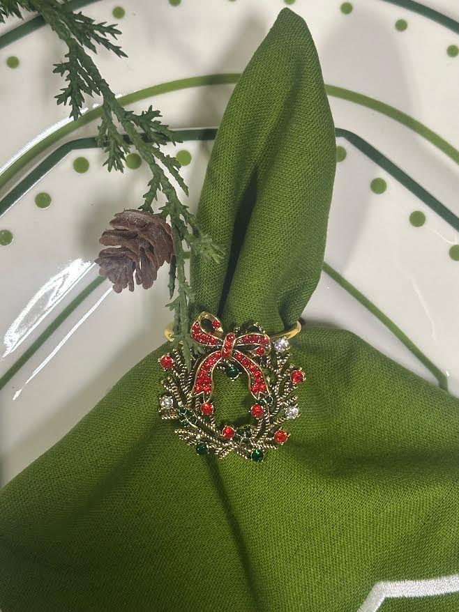 Red Bow Wreath Napkin Ring