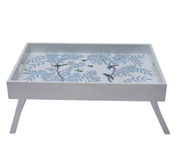 Ivory & Blue CHINOISERIE WOOD BREAKFAST TRAY