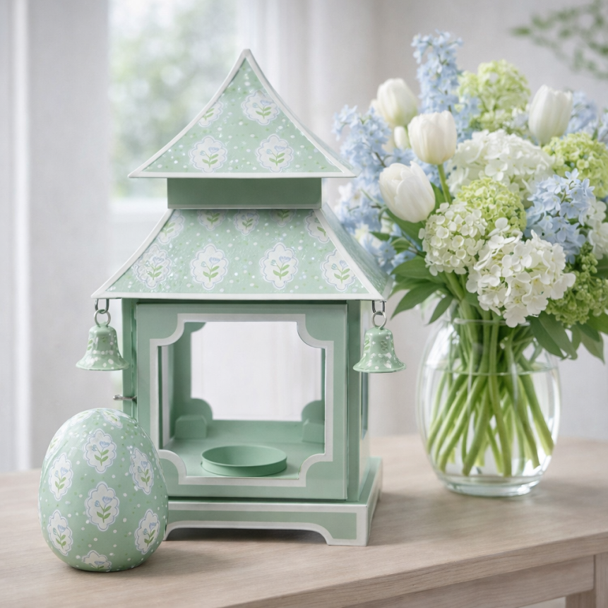 Sage Green Polka Dot & Tulip Egg
