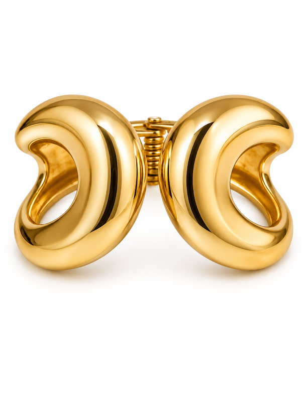 Modern Sculpture Gold Hinged Cuff