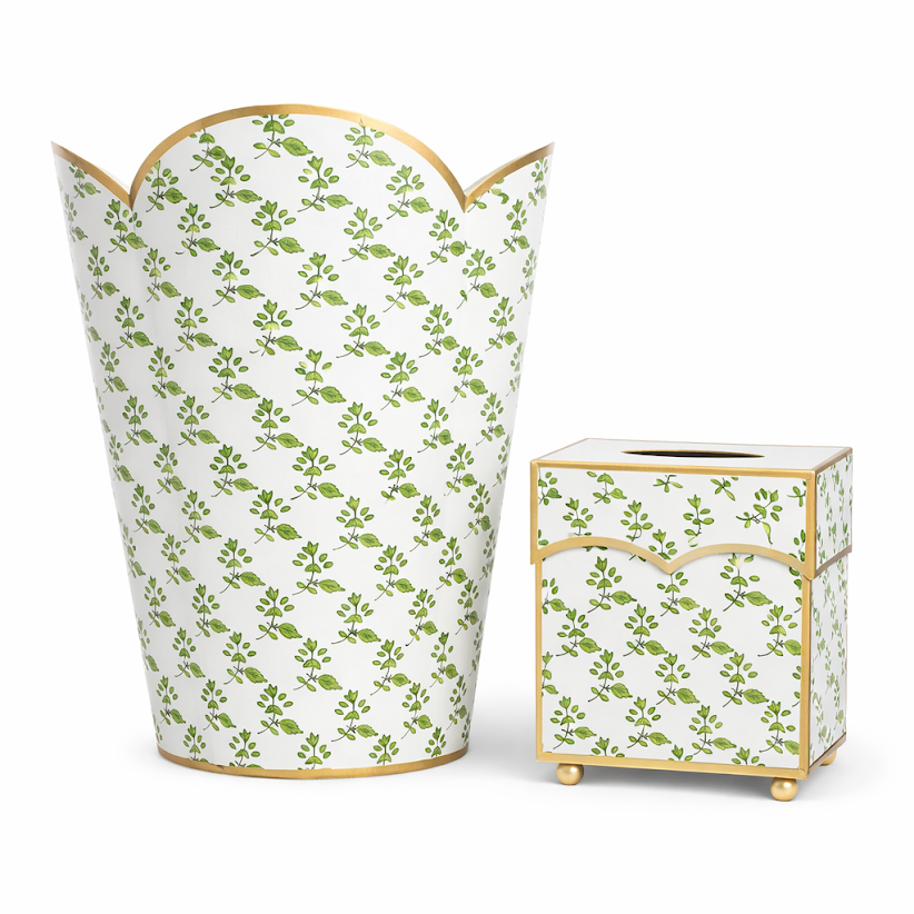 Green Blossom Wastepaper Basket & Tissue (3 Options)