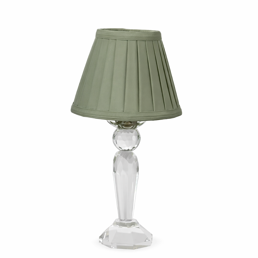 Round Crystal Rechargeable Lamp with Pleated Shade (6 Color Shades)