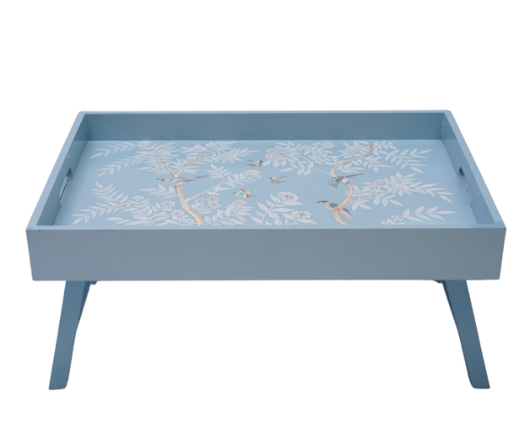 PRESALE Blue & Multi Color Chinoiserie Wood Breakfast Tray