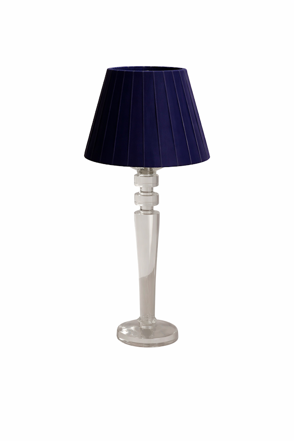 Tall Crystal Rechargeable Lamp with Velvet Pleated Shade (6 COLOR SHADES)