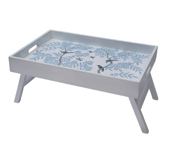 Ivory & Blue CHINOISERIE WOOD BREAKFAST TRAY