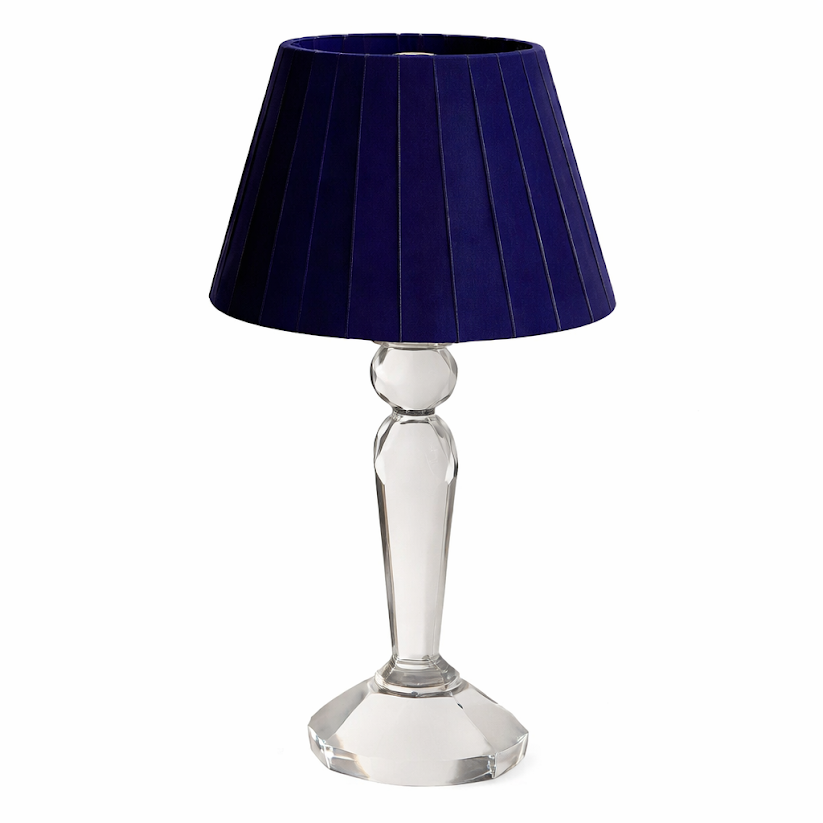 Round Crystal Rechargeable Lamp with Pleated Shade (6 Color Shades)