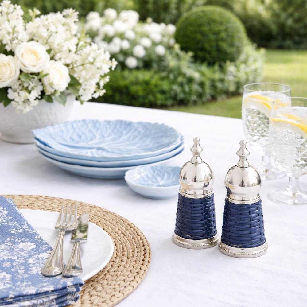 Navy Wicker Salt and Pepper Shaker