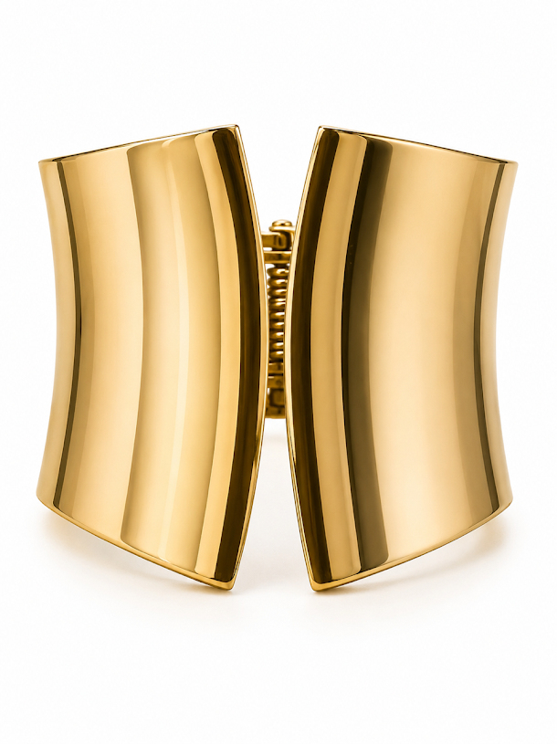 Sculptural Gold Hinged Cuff Bracelet