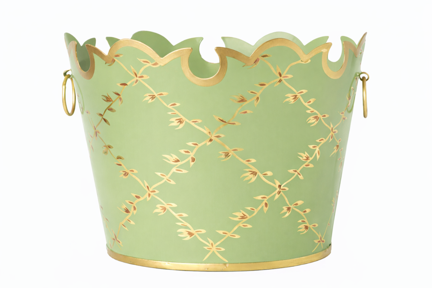 Pale Green Trellis Scalloped Planter