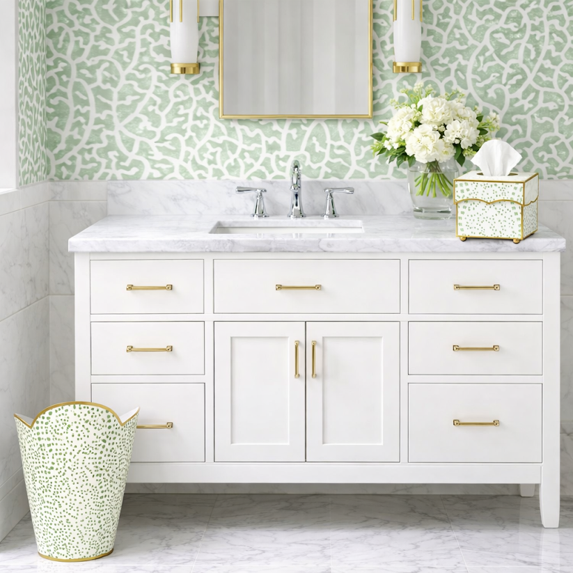 Green Polka Dot Wastepaper Basket & Tissue (3 Options)