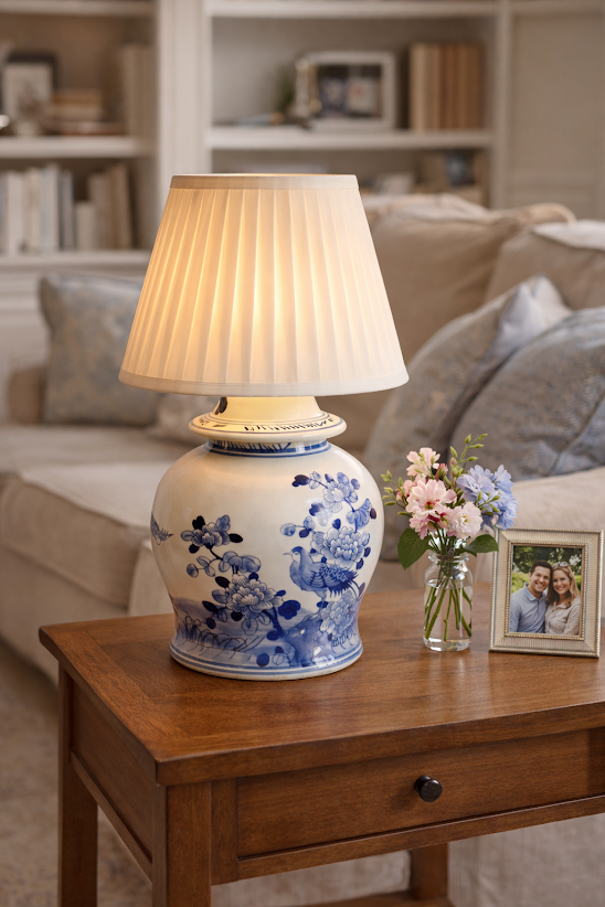 Blue Bird Porcelain Rechargeable Lamp