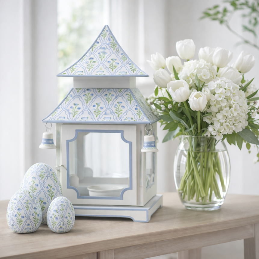 White & Lavender Tulip Trellis Egg