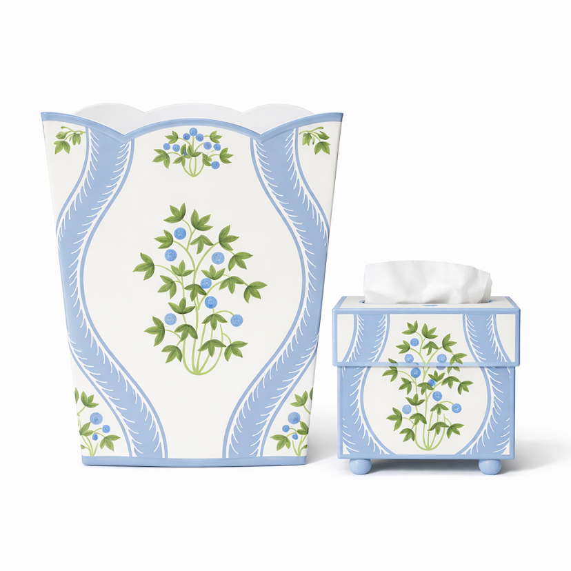Blueberry Square Wastepaper Basket & Tissue (3 Options)