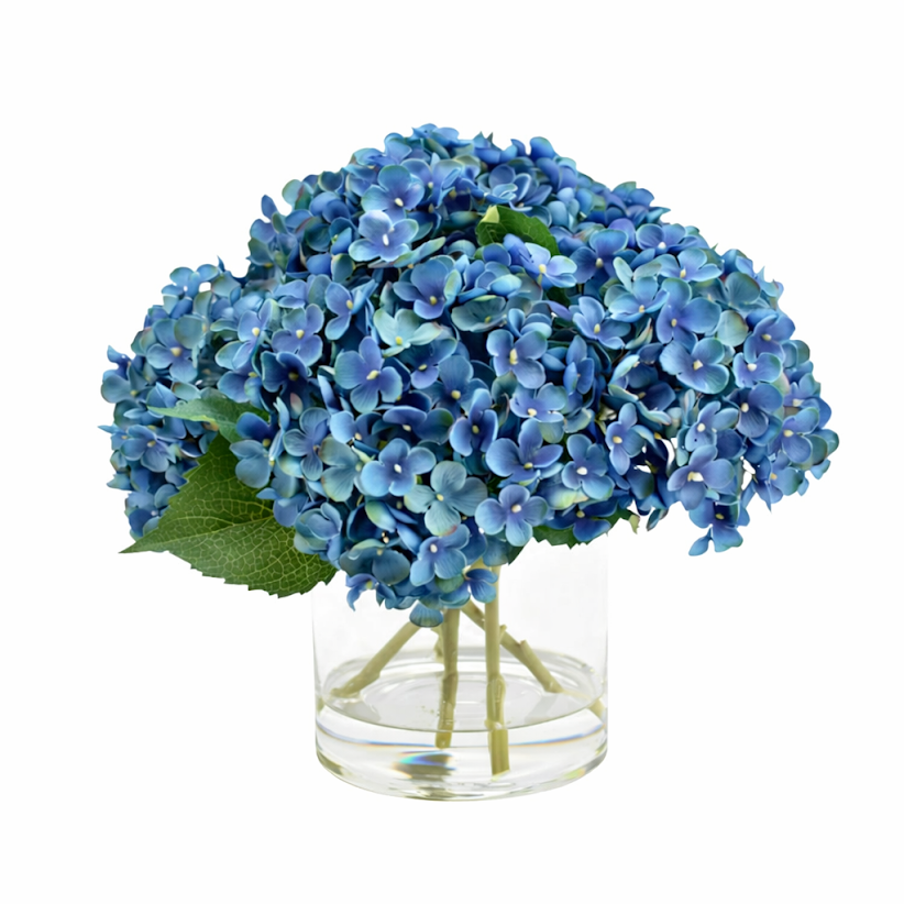 Lifelike Blue Hydrangea Arrangement