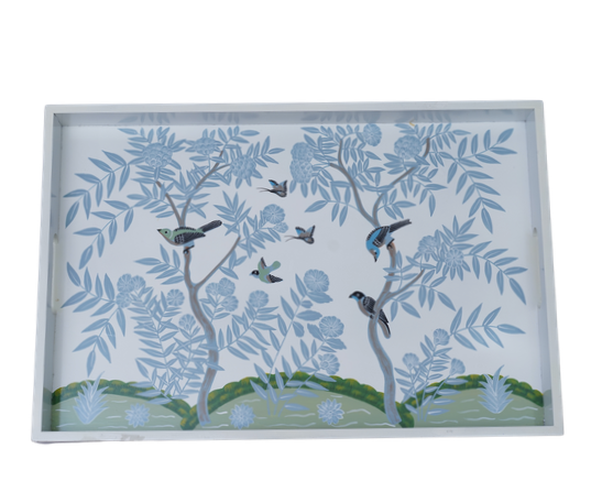 Ivory & Blue CHINOISERIE WOOD BREAKFAST TRAY