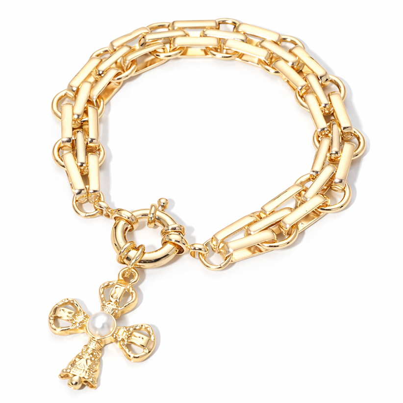 Chunky Cross Charm Bracelet