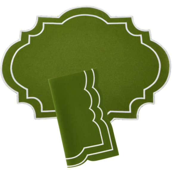 Nantucket Green & White Placemat & Napkin