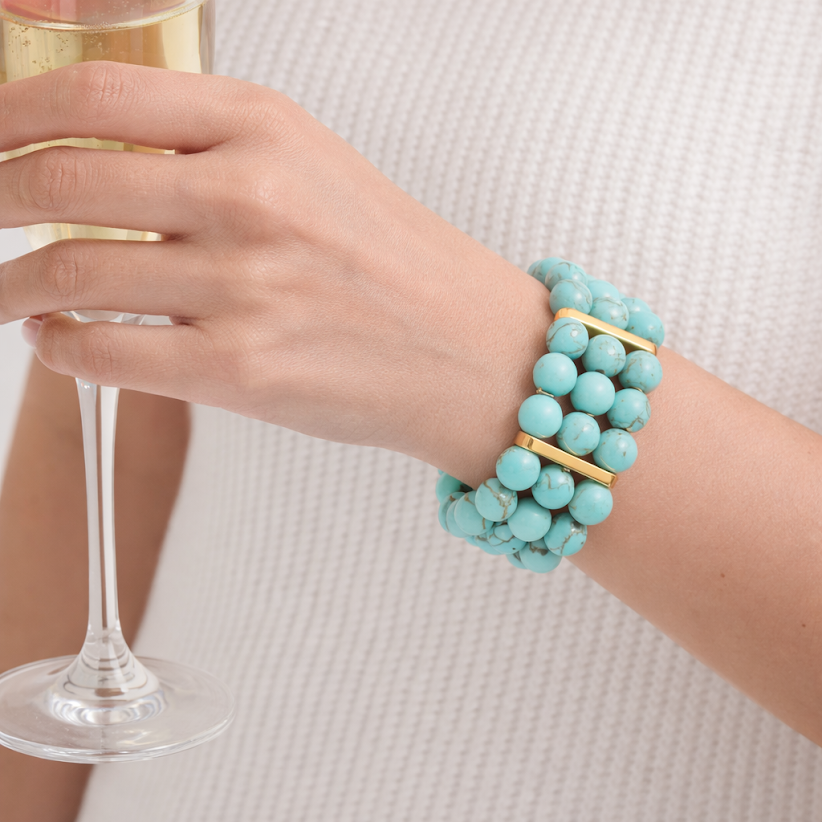 Stretch Turquoise Triple-Layer Bracelet