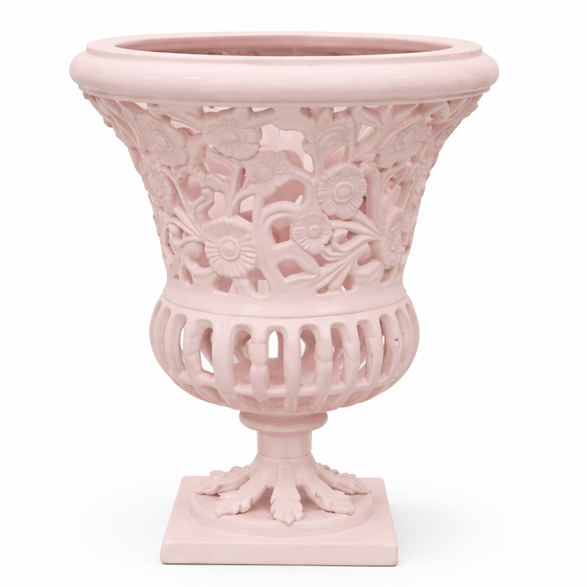 16" Pink Floral Urn
