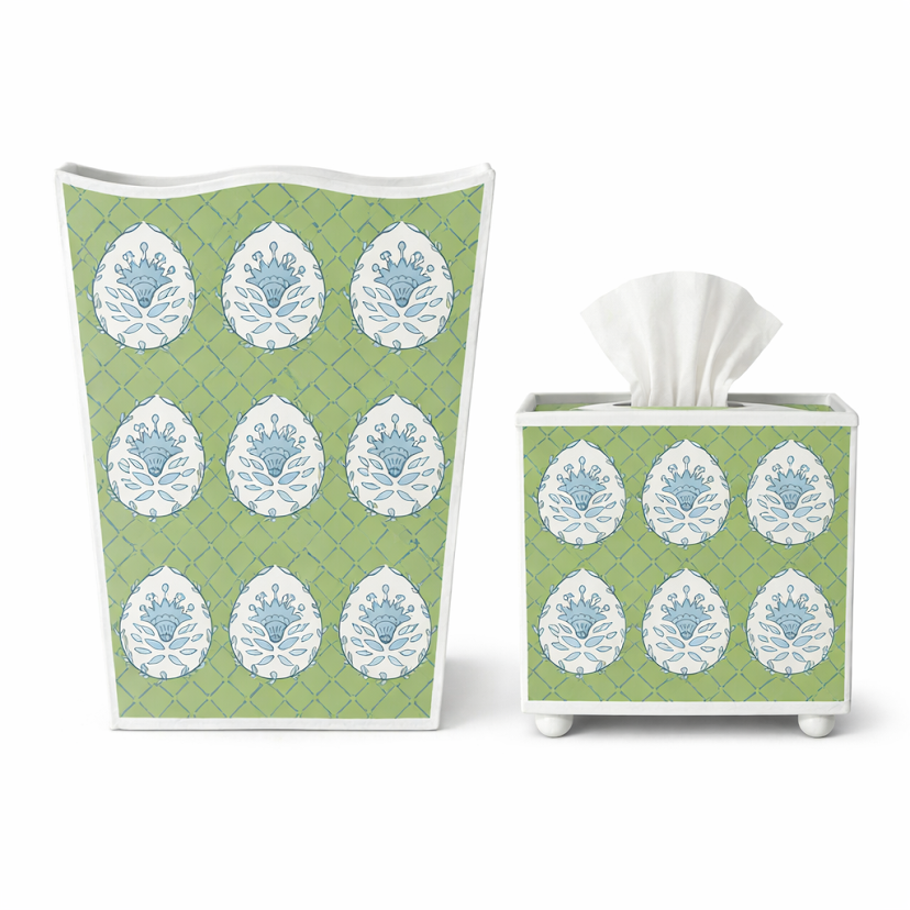 Green Meadow Crest Wastepaper Basket & Tissue (3 Options)