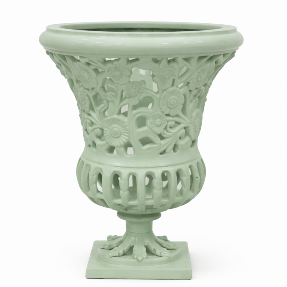 16" Soft Green Floral Urn