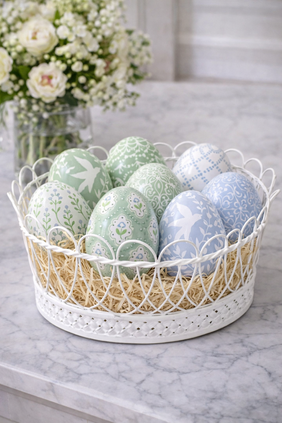 White & Lavender Tulip Trellis Egg