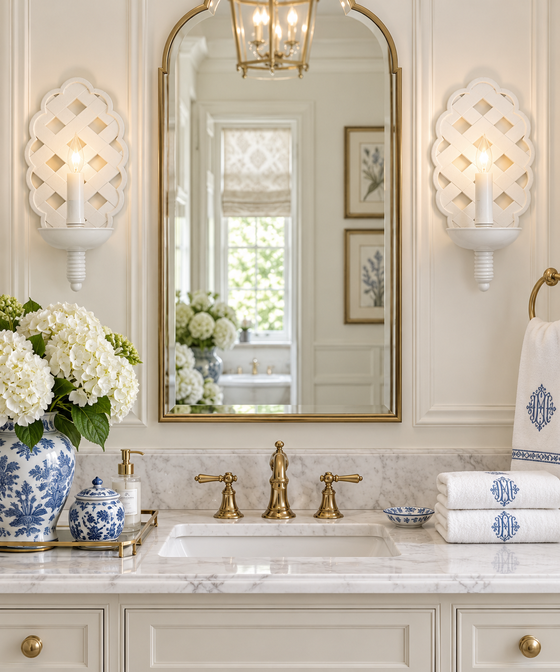 White Lattice Sconce