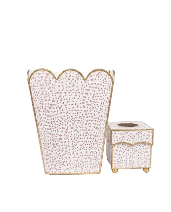 Pink Dot Square Scalloped Wastepaper Basket & Tissue Holder (3 Options)