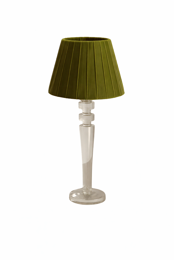 Tall Crystal Rechargeable Lamp with Velvet Pleated Shade (6 COLOR SHADES)