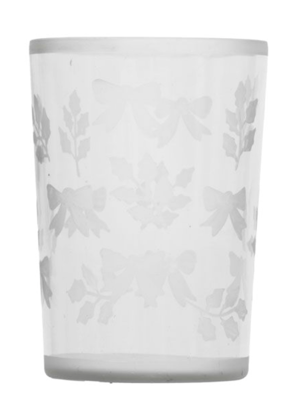 Frosted Bow and Leaf Glass Bud Vase