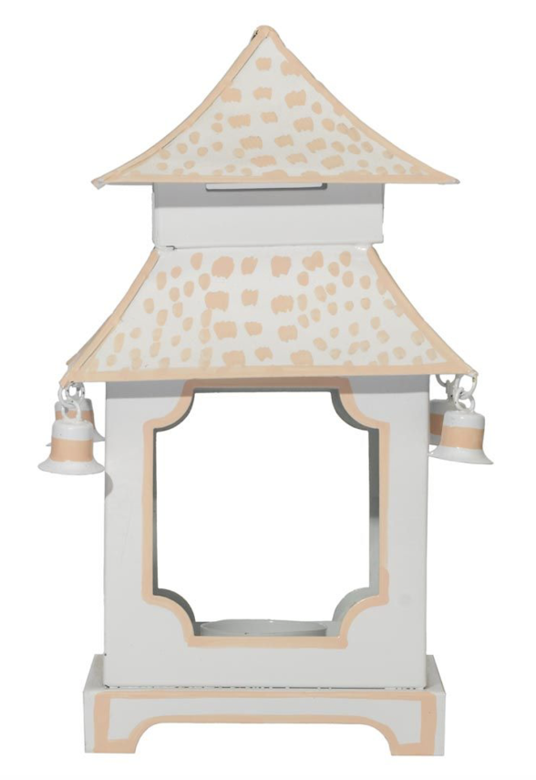 Pale Pink & White Polka Dot Pagoda Lantern (4 Sizes)