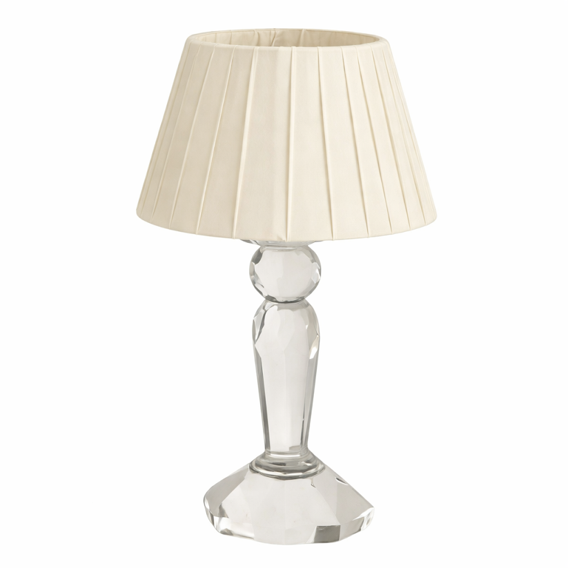 Round Crystal Rechargeable Lamp with Pleated Shade (6 Color Shades)