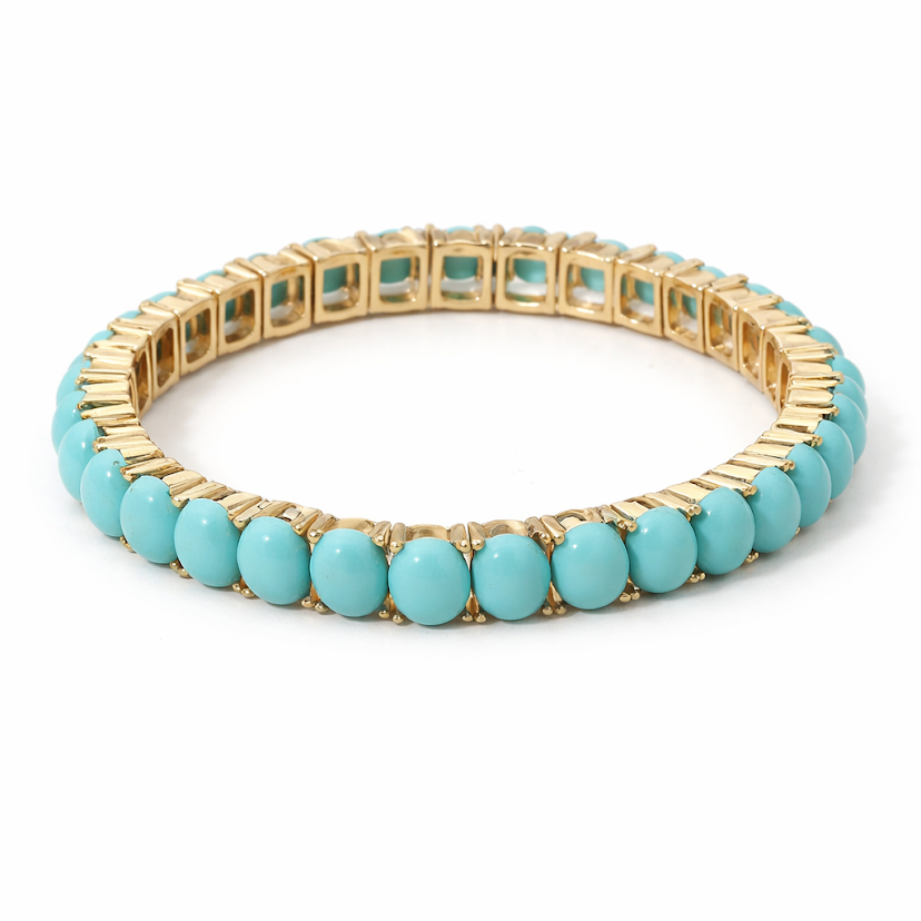 Turquoise/gold Cabochon Slip-On Bracelet