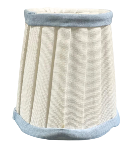 White with Soft Blue Trim Scalloped Sconce Shade