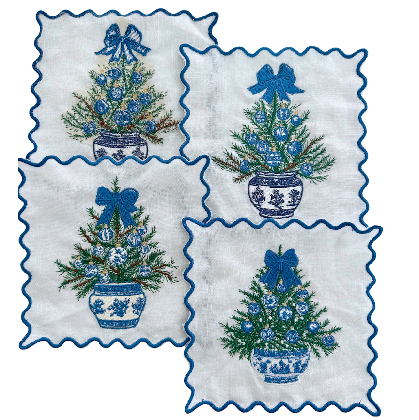 4 Style Blue & White Chinoiserie Cocktail Napkin