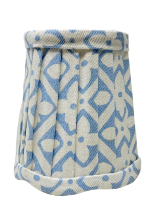 Bright Blue & White Floral Pleated Sconce Shade